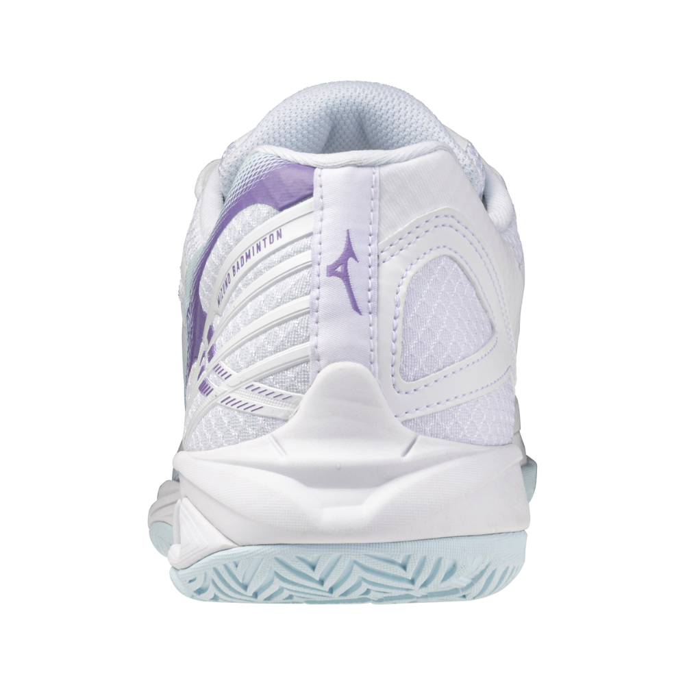 MIZUNO WAVE CLAW 3 UNISEX BADMINTON SHOES - WHITE / PAISLEY PURPLE / COOLING SPRAY
