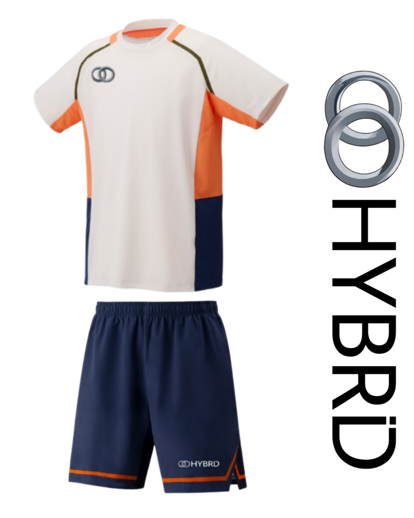 Hybrid Badminton Round Neck Tournament Tshirt & Shorts Combo - Natural