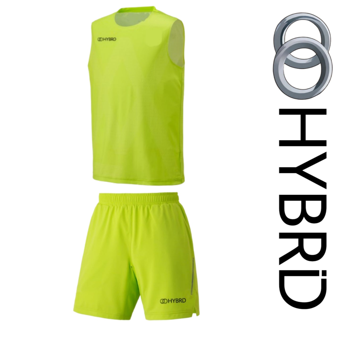 Hybrid Badminton Round Neck Tournament Tshirt & Shorts Combo - Fresh Lime