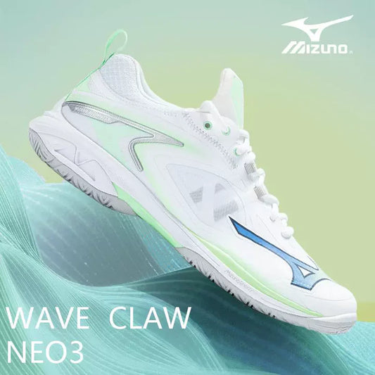 MIZUNO WAVE CLAW NEO 3 UNISEX BADMINTON SHOES - White/Neo Mint/Harbor Mist