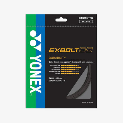 YONEX EXBOLT 68 BADMINTON STRING - POWERFUL SMASH AND DURABILITY WITH THICK GAUGE