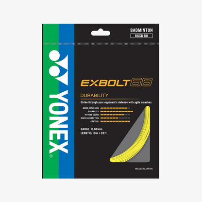 YONEX EXBOLT 68 BADMINTON STRING - POWERFUL SMASH AND DURABILITY WITH THICK GAUGE