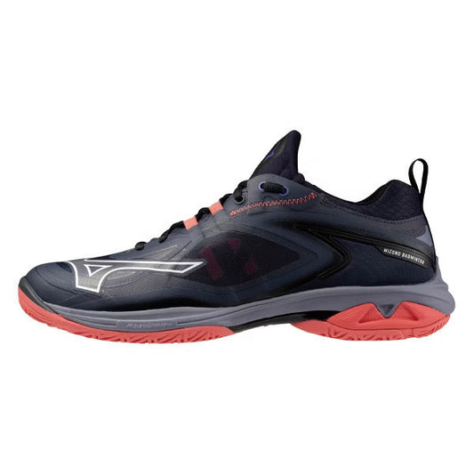 MIZUNO WAVE CLAW NEO 3 UNISEX BADMINTON SHOES BARITONE BLUE/WHITE/CALYPSO CORAL
