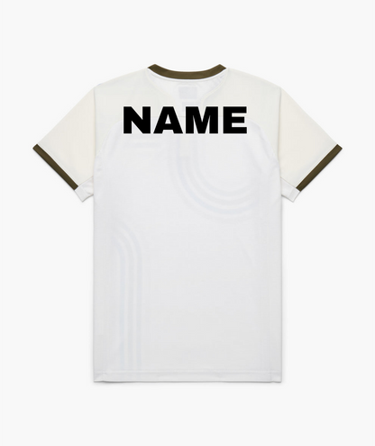 Hybrid Badminton Chinese Round Neck Tournament Tshirt - White/ Brownish Green