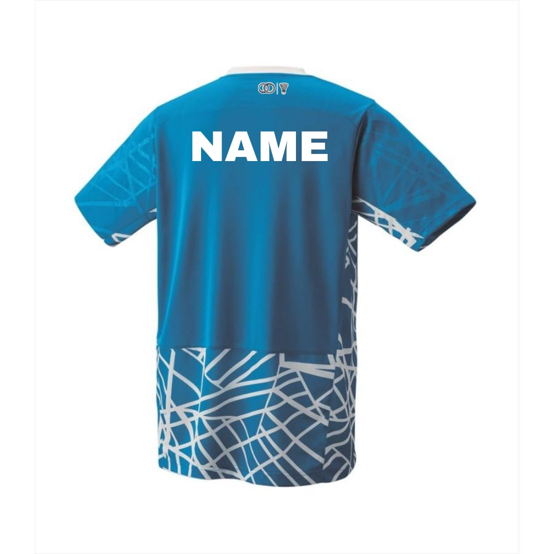 Hybrid Badminton Crew Neck Tournament Tshirt - Blue / White Stripes