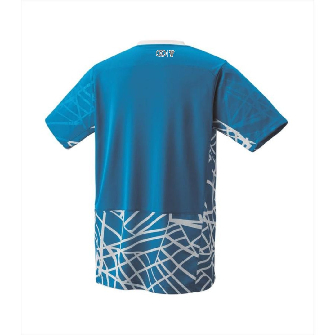 Hybrid Badminton Crew Neck Tournament Tshirt - Blue / White Stripes