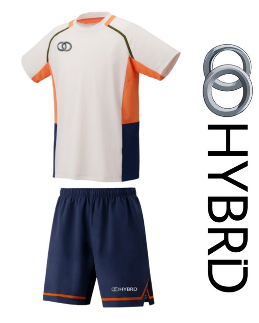 Hybrid Badminton Round Neck Tournament Tshirt & Shorts Combo - Natural