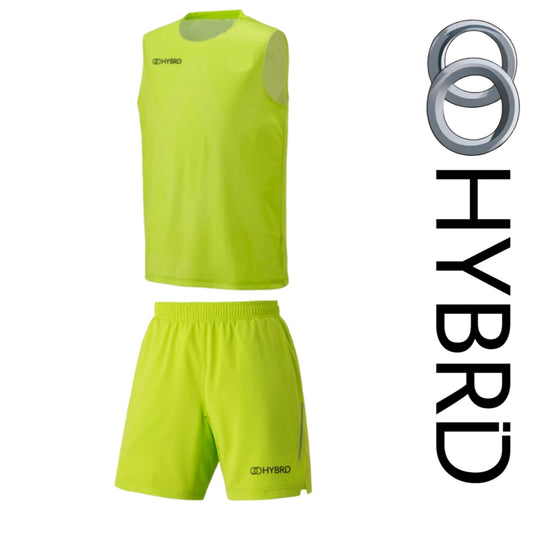 Hybrid Badminton Round Neck Tournament Tshirt & Shorts Combo - Fresh Lime