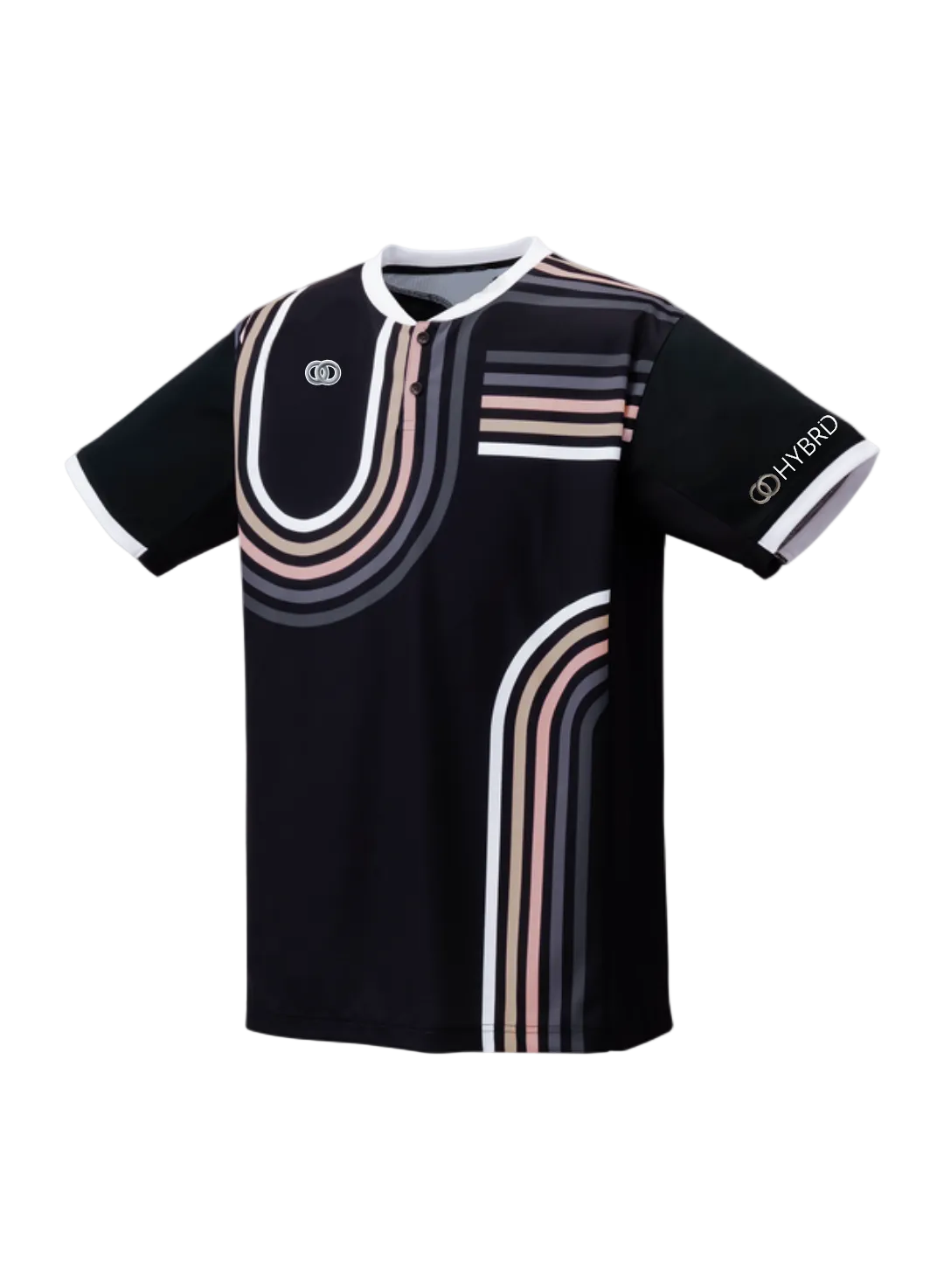 Hybrid Badminton Chinese Round Neck Tournament Tshirt & Shorts Combo - Black & White