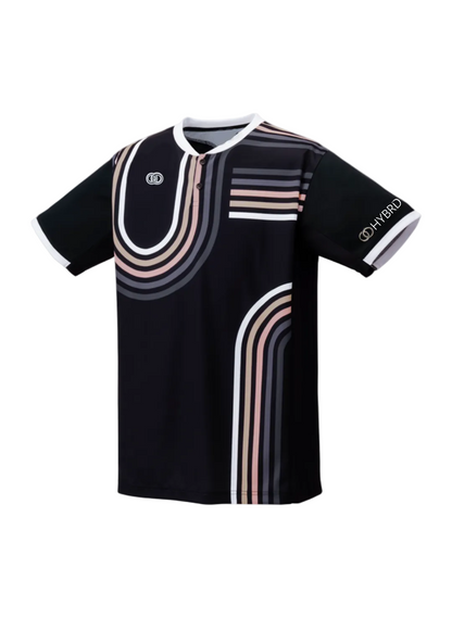 Hybrid Badminton Chinese Round Neck Tournament Tshirt & Shorts Combo - Black & White