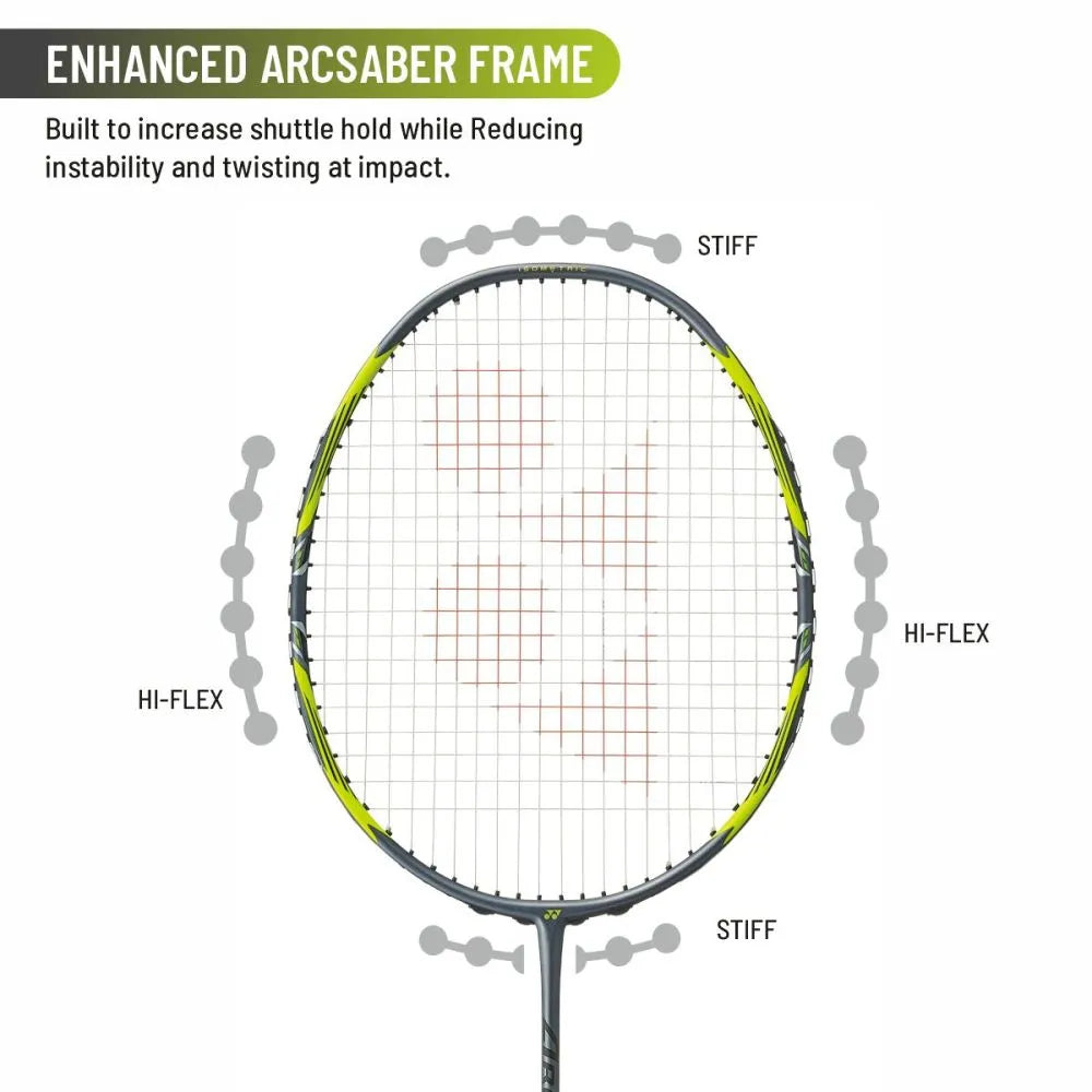 YONEX ARCSABER 7 PRO Badminton Racquet (Grey/Yellow, Unstrung)